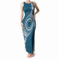 Cook Islands Gospel Day Tank Maxi Dress Blue Tribal Curves