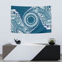 Cook Islands Gospel Day Tapestry Blue Tribal Curves