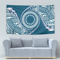 Cook Islands Gospel Day Tapestry Blue Tribal Curves