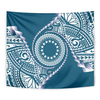 Cook Islands Gospel Day Tapestry Blue Tribal Curves