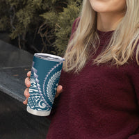 Cook Islands Gospel Day Tumbler Cup Blue Tribal Curves