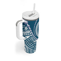 Cook Islands Gospel Day Tumbler With Handle Blue Tribal Curves