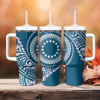 Cook Islands Gospel Day Tumbler With Handle Blue Tribal Curves
