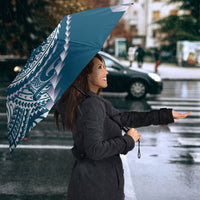 Cook Islands Gospel Day Umbrella Blue Tribal Curves