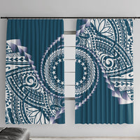 Cook Islands Gospel Day Window Curtain Blue Tribal Curves