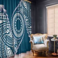 Cook Islands Gospel Day Window Curtain Blue Tribal Curves