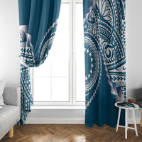 Cook Islands Gospel Day Window Curtain Blue Tribal Curves