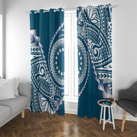 Cook Islands Gospel Day Window Curtain Blue Tribal Curves