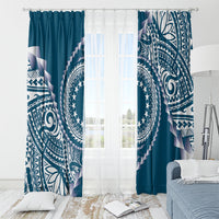 Cook Islands Gospel Day Window Curtain Blue Tribal Curves