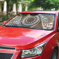 Cook Islands Gospel Day Auto Sun Shade Brown Tribal Curves