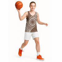 Cook Islands Gospel Day Basketball Jersey Brown Tribal Curves