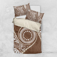 Cook Islands Gospel Day Bedding Set Brown Tribal Curves