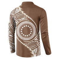 Cook Islands Gospel Day Button Sweatshirt Brown Tribal Curves