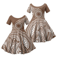 Cook Islands Gospel Day Family Matching Summer Maxi Dress and Hawaiian Shirt Brown Tribal Curves