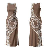 Cook Islands Gospel Day Family Matching Tank Maxi Dress and Hawaiian Shirt Brown Tribal Curves