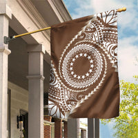 Cook Islands Gospel Day Garden Flag Brown Tribal Curves