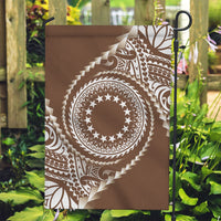 Cook Islands Gospel Day Garden Flag Brown Tribal Curves