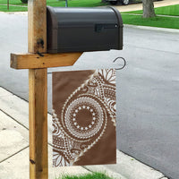 Cook Islands Gospel Day Garden Flag Brown Tribal Curves
