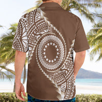 Cook Islands Gospel Day Hawaiian Shirt Brown Tribal Curves