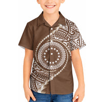 Cook Islands Gospel Day Hawaiian Shirt Brown Tribal Curves