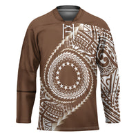 Cook Islands Gospel Day Hockey Jersey Brown Tribal Curves