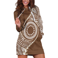 Cook Islands Gospel Day Hoodie Dress Brown Tribal Curves