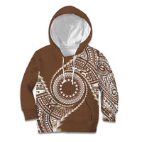 Cook Islands Gospel Day Kid Hoodie Brown Tribal Curves