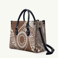Cook Islands Gospel Day Leather Bag Brown Tribal Curves