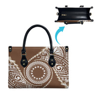 Cook Islands Gospel Day Leather Bag Brown Tribal Curves