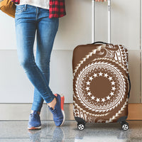 Cook Islands Gospel Day Luggage Cover Brown Tribal Curves