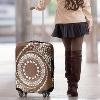 Cook Islands Gospel Day Luggage Cover Brown Tribal Curves
