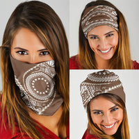 Cook Islands Gospel Day Neck Gaiter Brown Tribal Curves