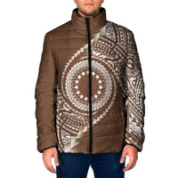 Cook Islands Gospel Day Padded Jacket Brown Tribal Curves