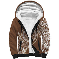 Cook Islands Gospel Day Sherpa Hoodie Brown Tribal Curves