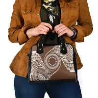 Cook Islands Gospel Day Shoulder Handbag Brown Tribal Curves