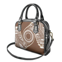 Cook Islands Gospel Day Shoulder Handbag Brown Tribal Curves