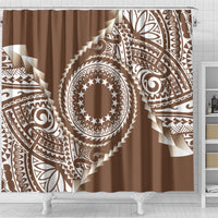 Cook Islands Gospel Day Shower Curtain Brown Tribal Curves