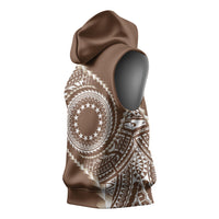 Cook Islands Gospel Day Sleeveless Hoodie Brown Tribal Curves
