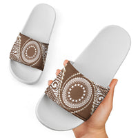 Cook Islands Gospel Day Slide Sandals Brown Tribal Curves
