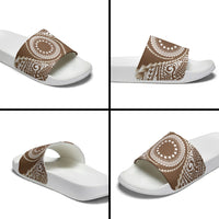 Cook Islands Gospel Day Slide Sandals Brown Tribal Curves