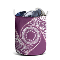 Cook Islands Gospel Day Laundry Basket Maroon Tribal Curves