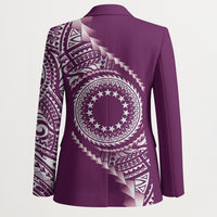 Cook Islands Gospel Day Blazer Maroon Tribal Curves