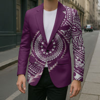 Cook Islands Gospel Day Blazer Maroon Tribal Curves
