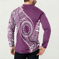 Cook Islands Gospel Day Button Sweatshirt Maroon Tribal Curves