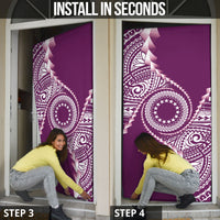 Cook Islands Gospel Day Door Cover Maroon Tribal Curves