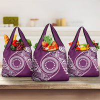 Cook Islands Gospel Day Grocery Bag Maroon Tribal Curves