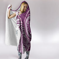 Cook Islands Gospel Day Hooded Blanket Maroon Tribal Curves