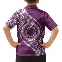 Cook Islands Gospel Day Kid Hawaiian Shirt Maroon Tribal Curves