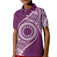 Cook Islands Gospel Day Kid Polo Shirt Maroon Tribal Curves