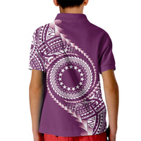 Cook Islands Gospel Day Kid Polo Shirt Maroon Tribal Curves